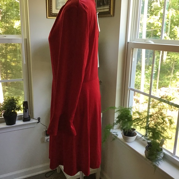 Dress Large Red Poinsettia, Velvet Stretch NWT - Picture 4 of 10